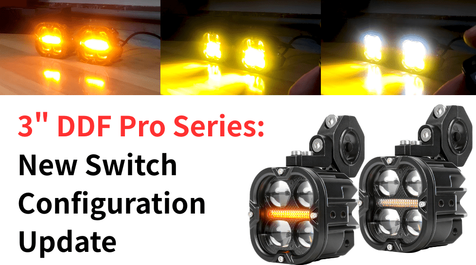 3” DDF Pro Series LED Auxiliary Motorcycle Lights – New Switch Configuration Update
