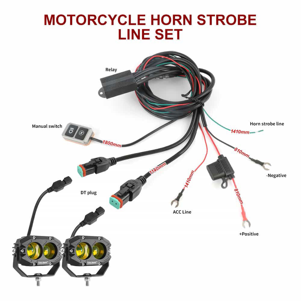 Assemblage de fils clignotants déclenché par klaxon de moto avec connecteur DT 16AWG