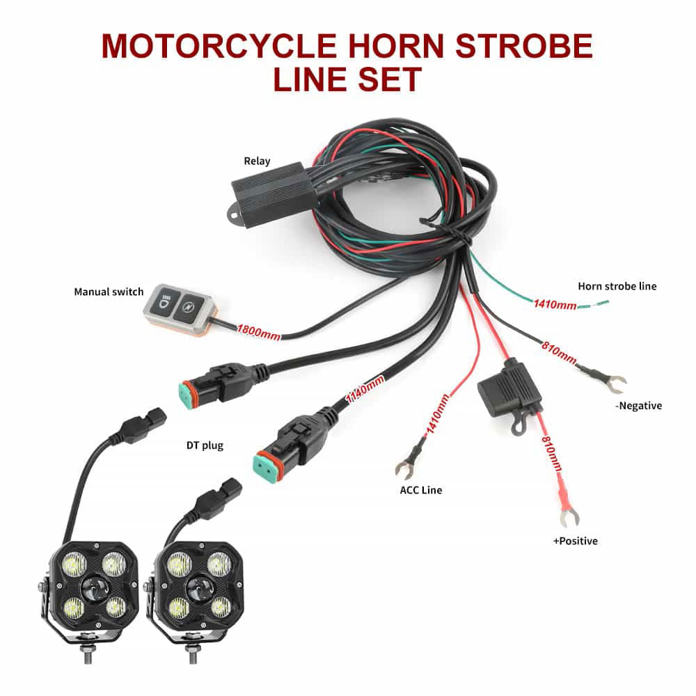 Assemblage de fils clignotants déclenché par klaxon de moto avec connecteur DT 16AWG