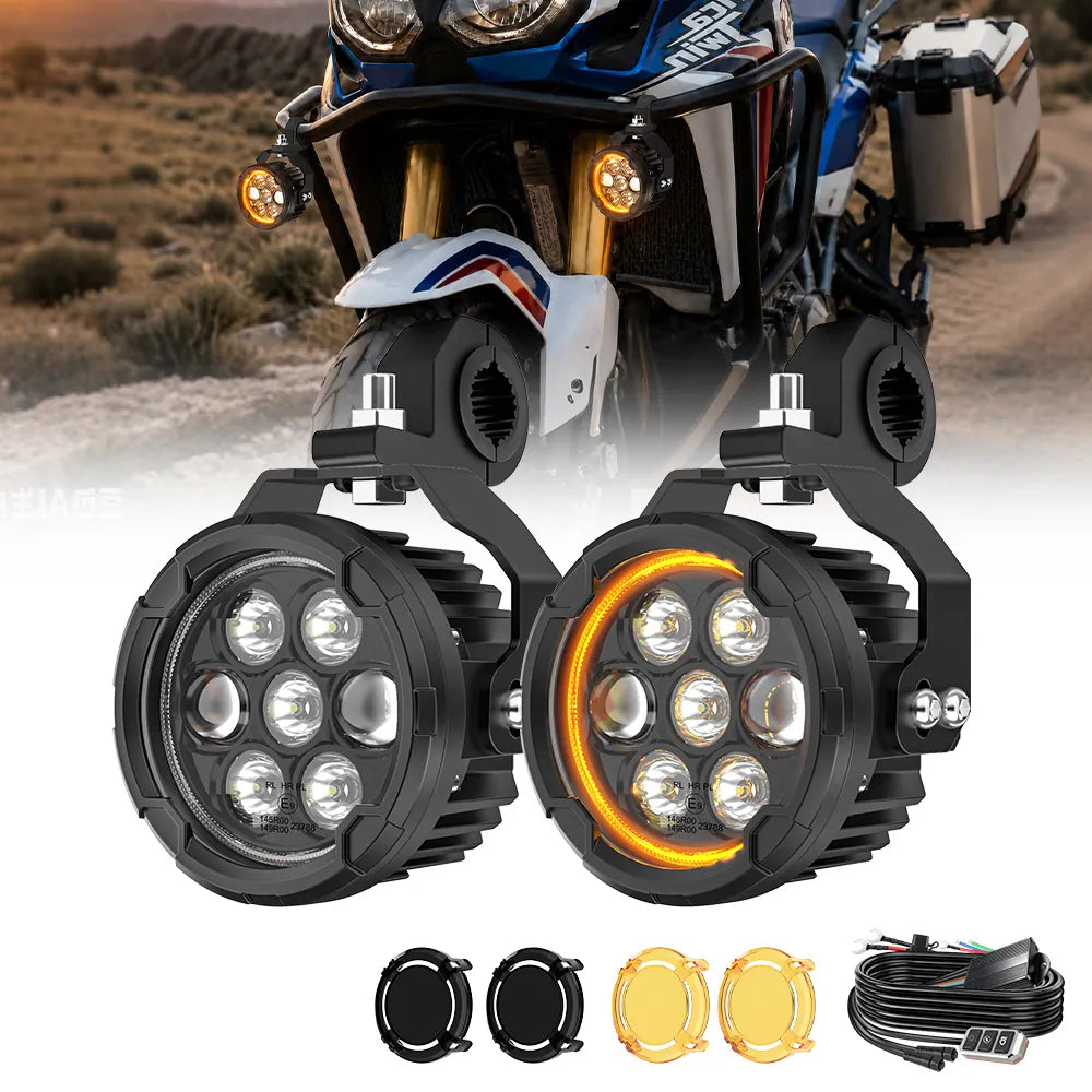 COLIGHT Apex Series 3.5inch Dual Beam LED Motorcycle Auxiliary Lights with Amber Halo