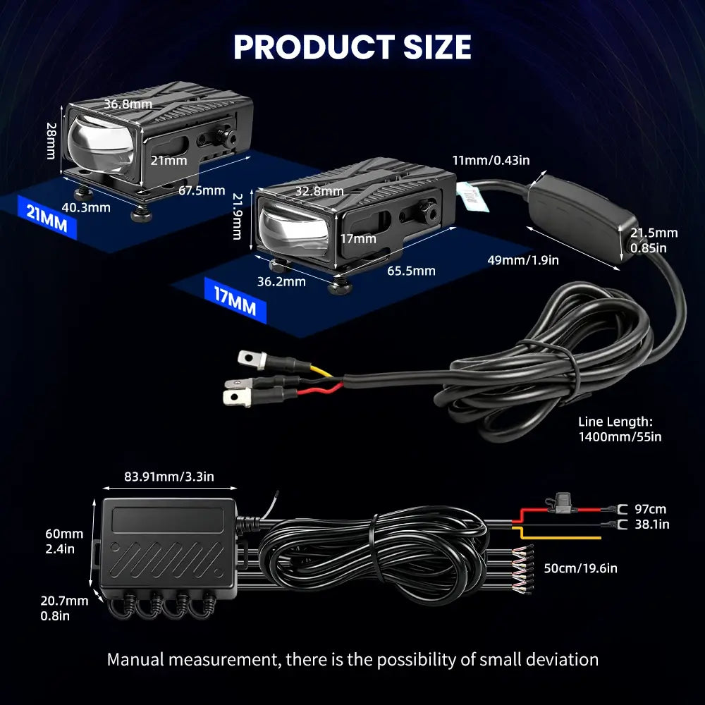 2.5 Inch Dual Beam Bi-Led Projector Grille Lights With Controller For 4/6/8 Lights