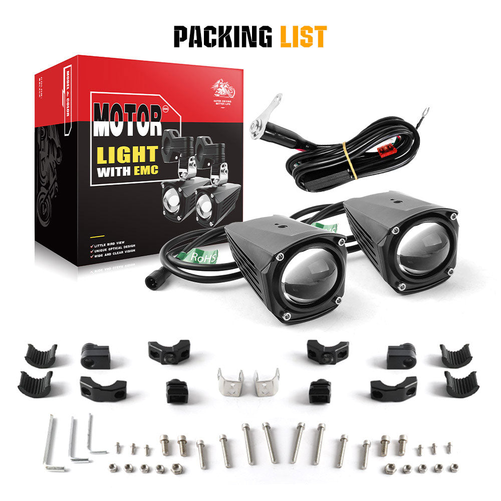 2inch MT Series Mini Motorcycle Lights With Wire Harness For 1inch Tube