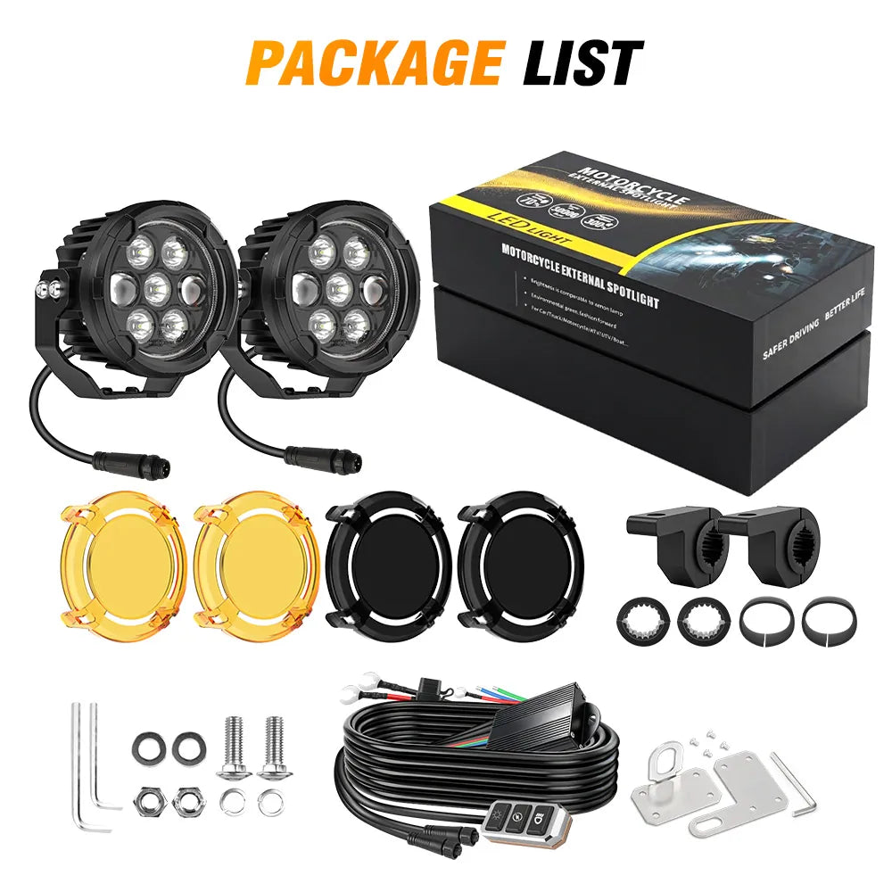 COLIGHT Apex Series 3.5inch Dual Beam LED Motorcycle Auxiliary Lights with Amber Halo