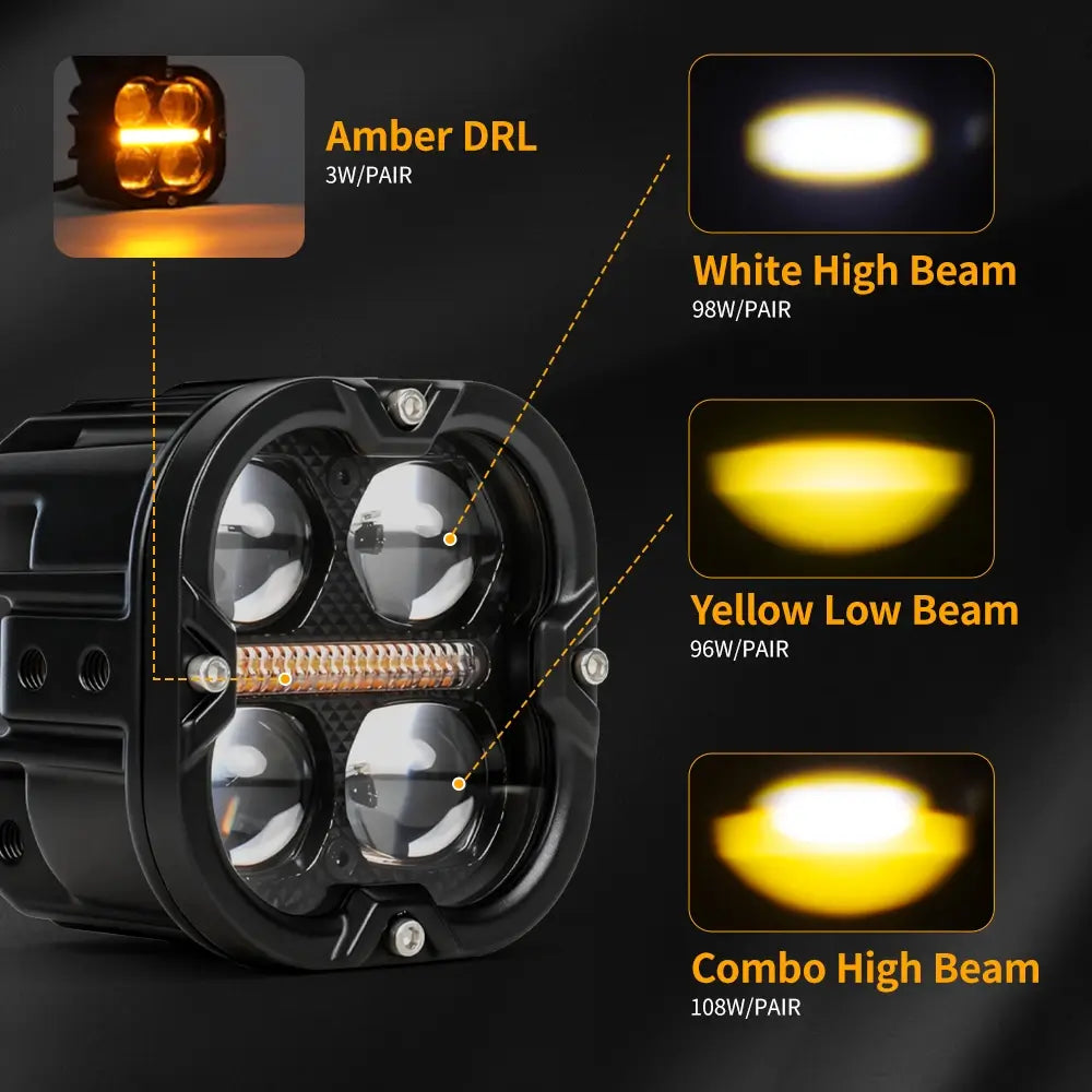 3inch DDF Pro Series LED Auxiliary Motorcycle Lights(Set/2pcs)