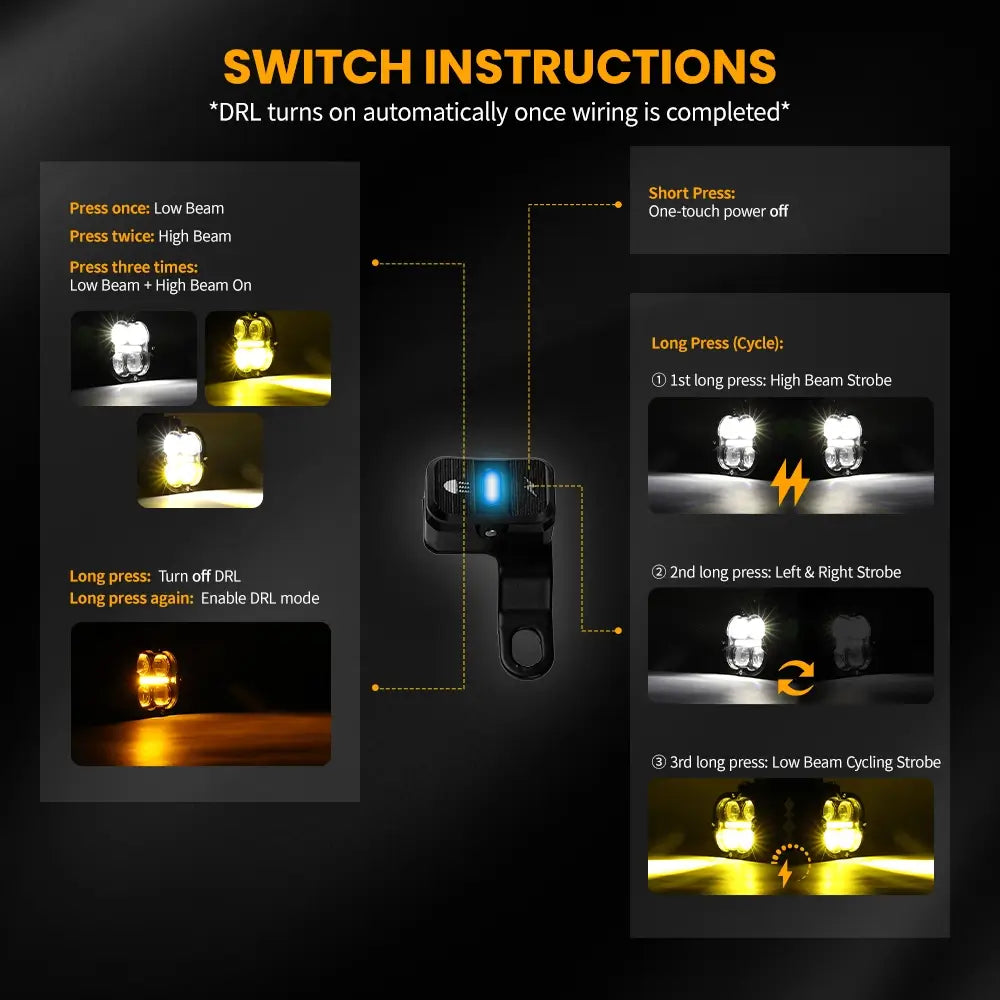3inch DDF Pro Series LED Auxiliary Motorcycle Lights(Set/2pcs)