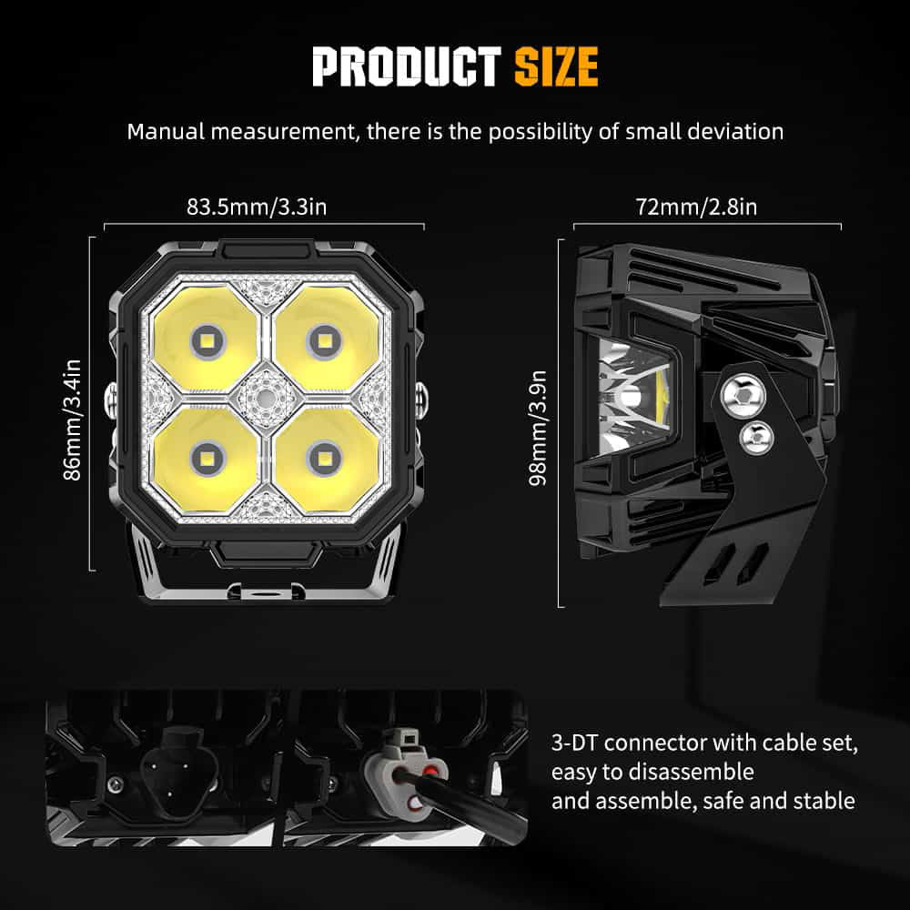 COLIGHT 3inch Diamond Series Side Shooter Ditch Lights With RGB Backlight(Set/2pcs)