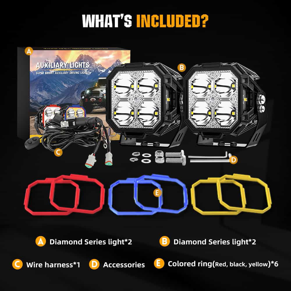 COLIGHT 3inch Diamond Series Side Shooter Ditch Lights With RGB Backlight(Set/2pcs)