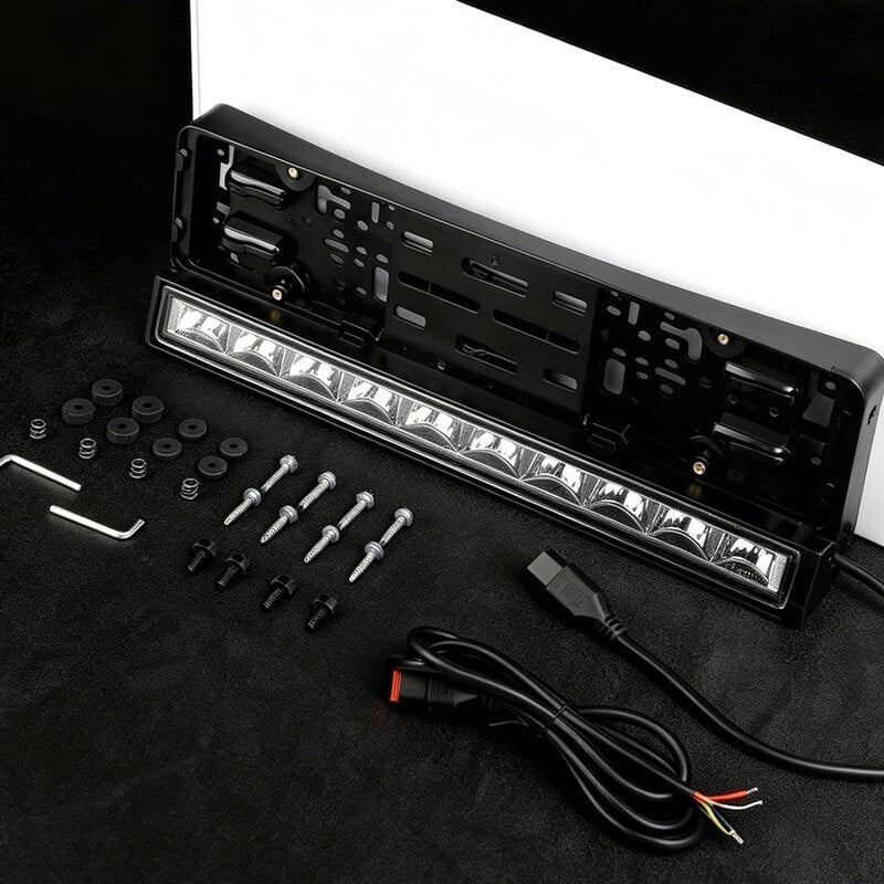 20" European License Plate Mounted LED Light Bar with Dual-Color DRL | ECE R149