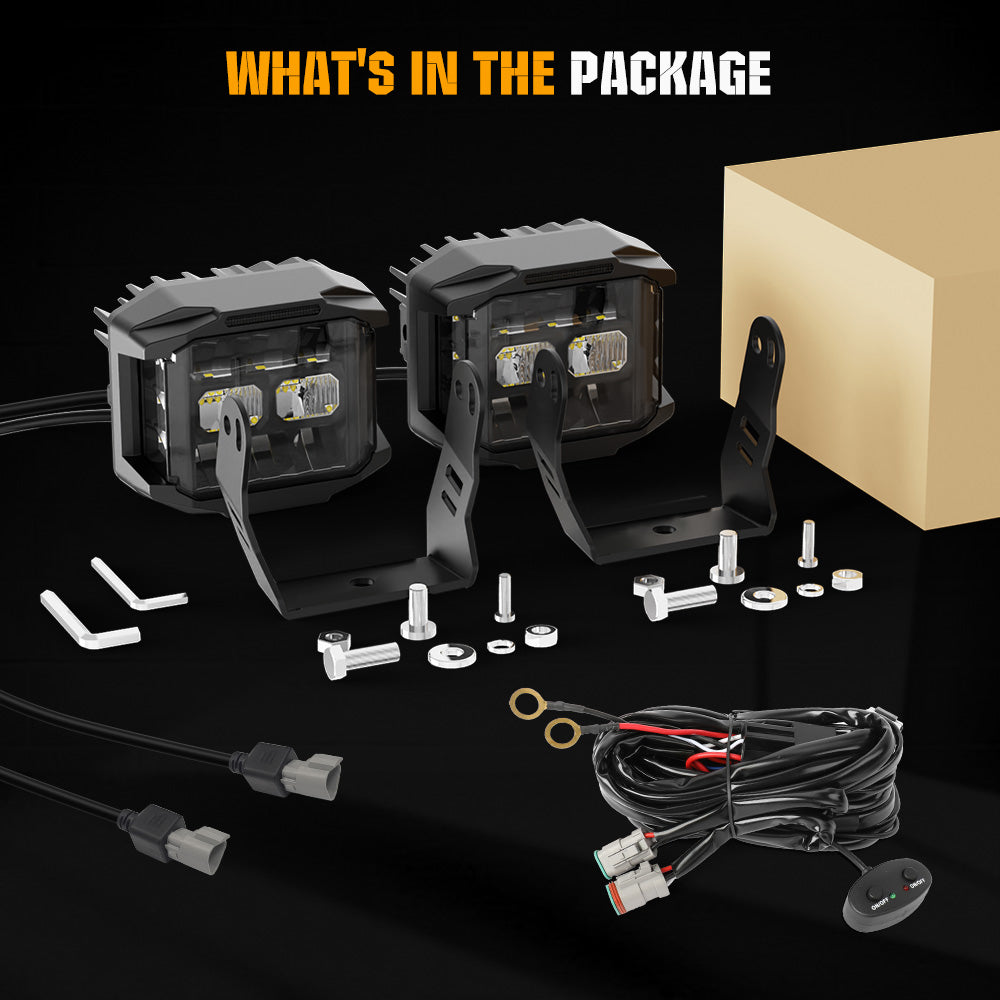 5inch V5 Series White Beam Side Shooter Led Light Pods With White DRL(Set/2pcs)