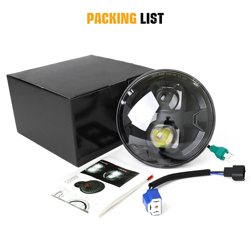 Single 7inch Universial Round Motorcycle Headlight With DOT Marked