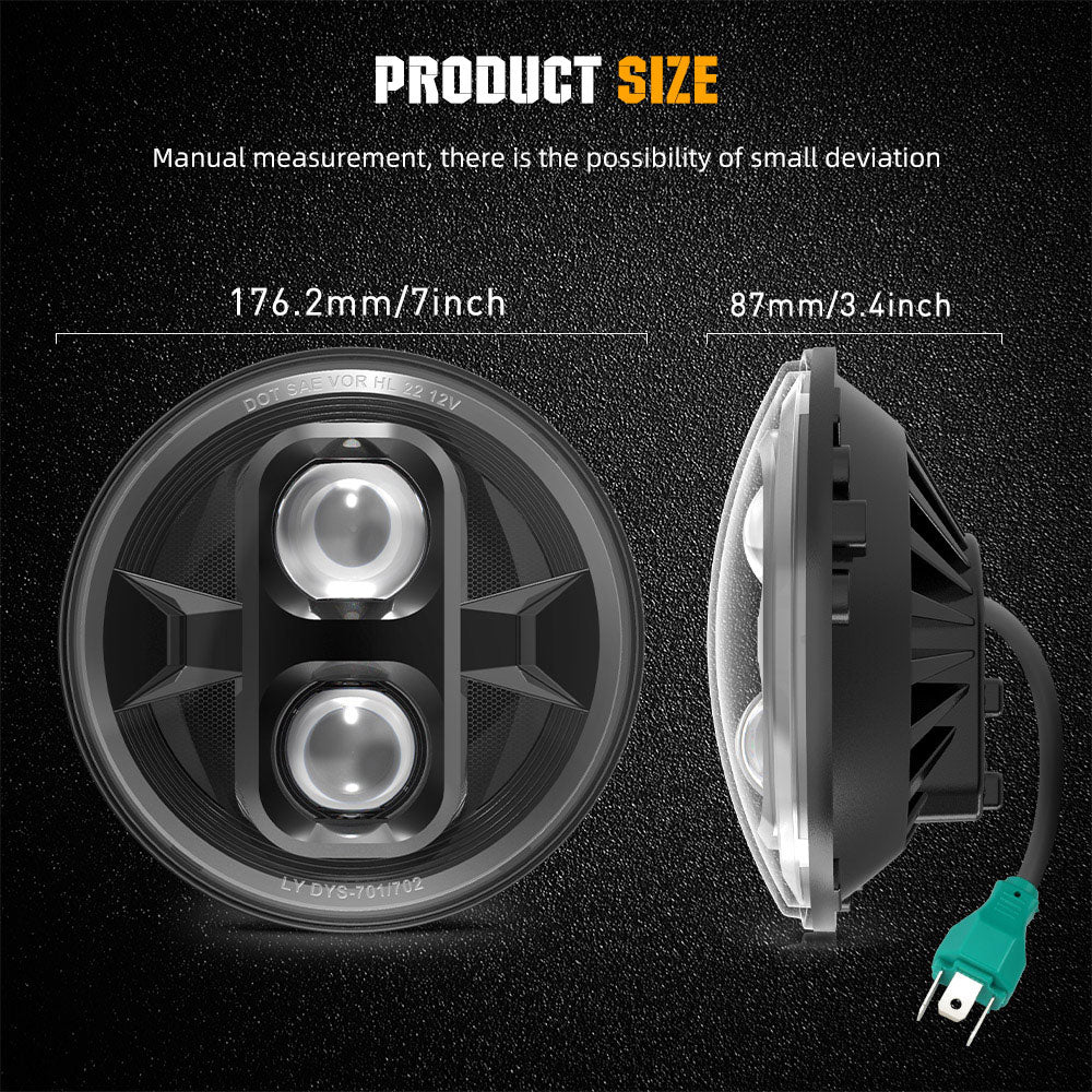 Single 7inch Universial Round Motorcycle Headlight With DOT Marked