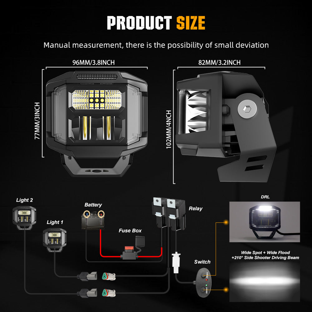 COLIGHT 3inch V5 Series Side Shooter Light Size Details and Wiring Diagram