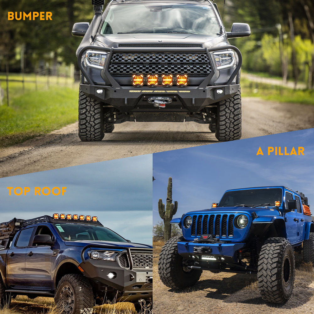 COLIGHT luces de conducción LED de haz inundación serie X5 de 5 pulgadas con luz de fondo ámbar