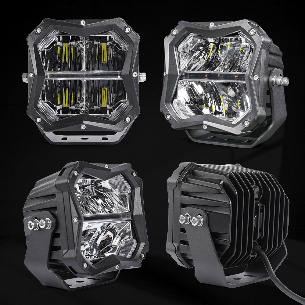 COLIGHT luces de conducción LED de haz inundación serie X5 de 5 pulgadas con luz de fondo ámbar
