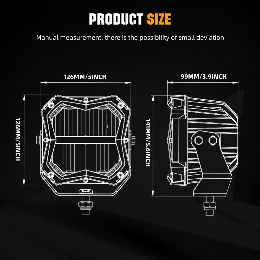 COLIGHT luces de conducción LED de haz inundación serie X5 de 5 pulgadas con luz de fondo ámbar