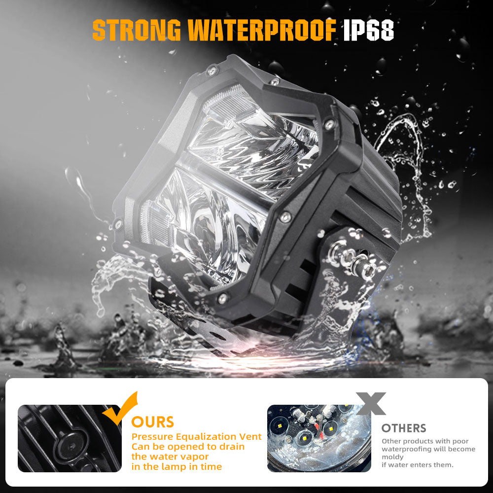 COLIGHT luces de conducción LED de haz inundación serie X5 de 5 pulgadas con luz de fondo ámbar