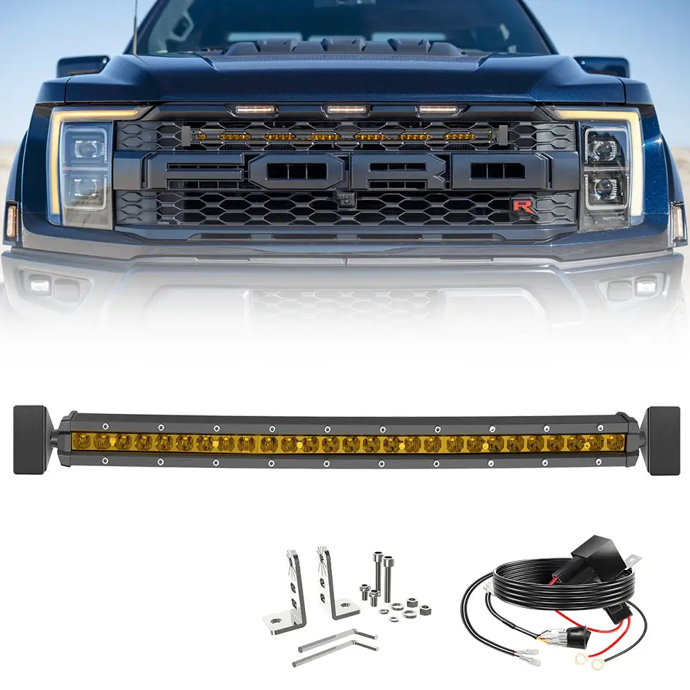 Grille-Mounted Curved LED Light Bar Kit for Trucks & SUVs