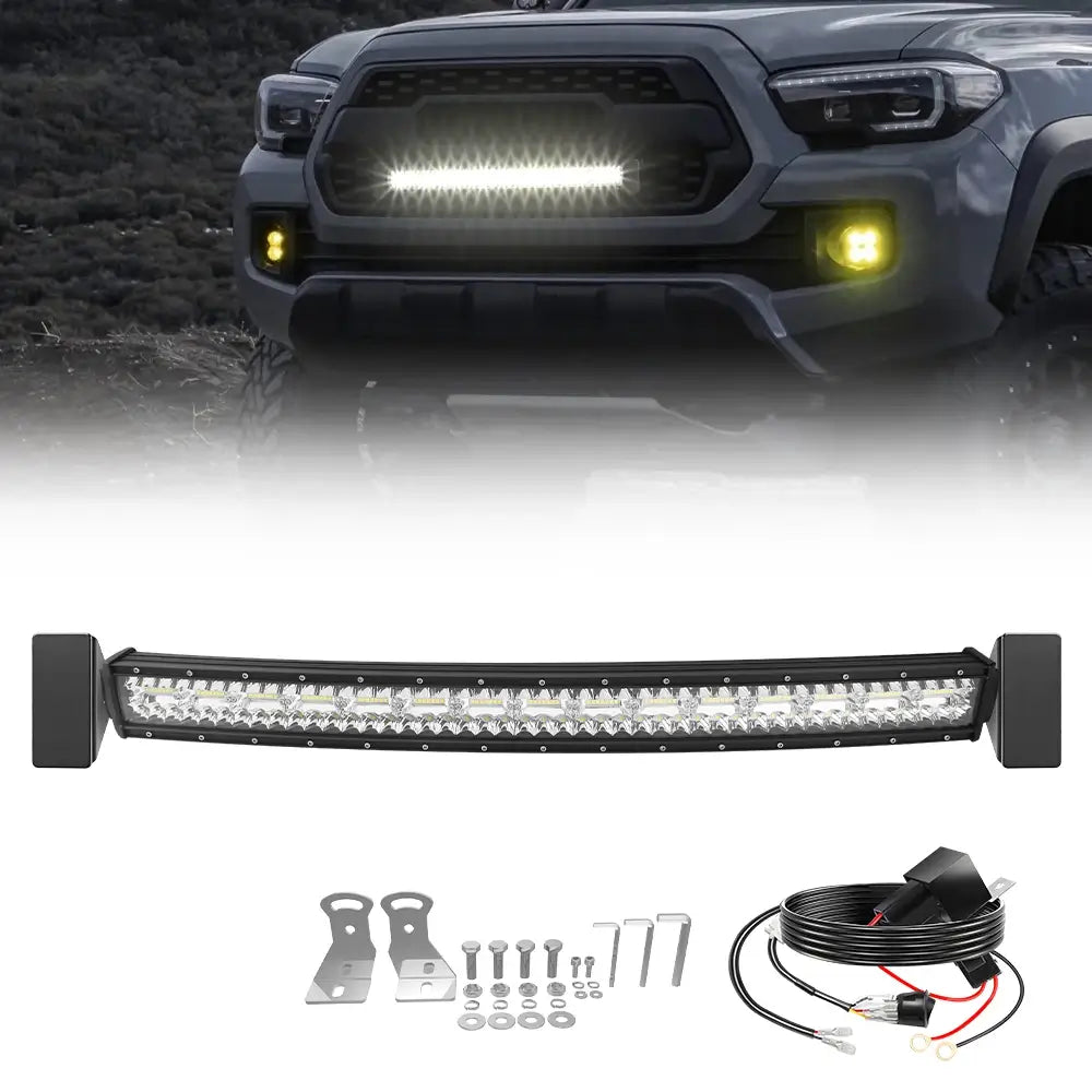 Grille-Mounted Curved LED Light Bar Kit for Trucks & SUVs