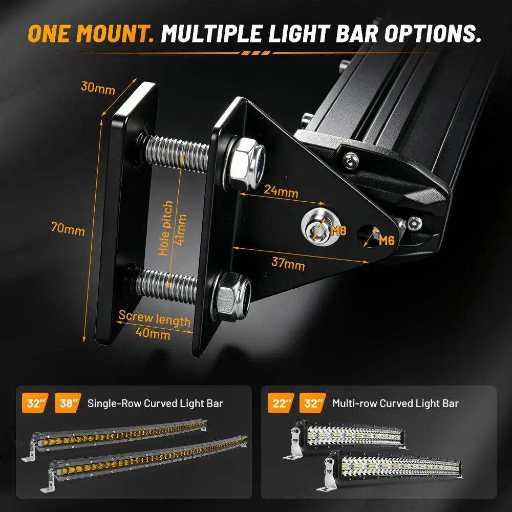 Grille-Mounted Curved LED Light Bar Kit for Trucks & SUVs