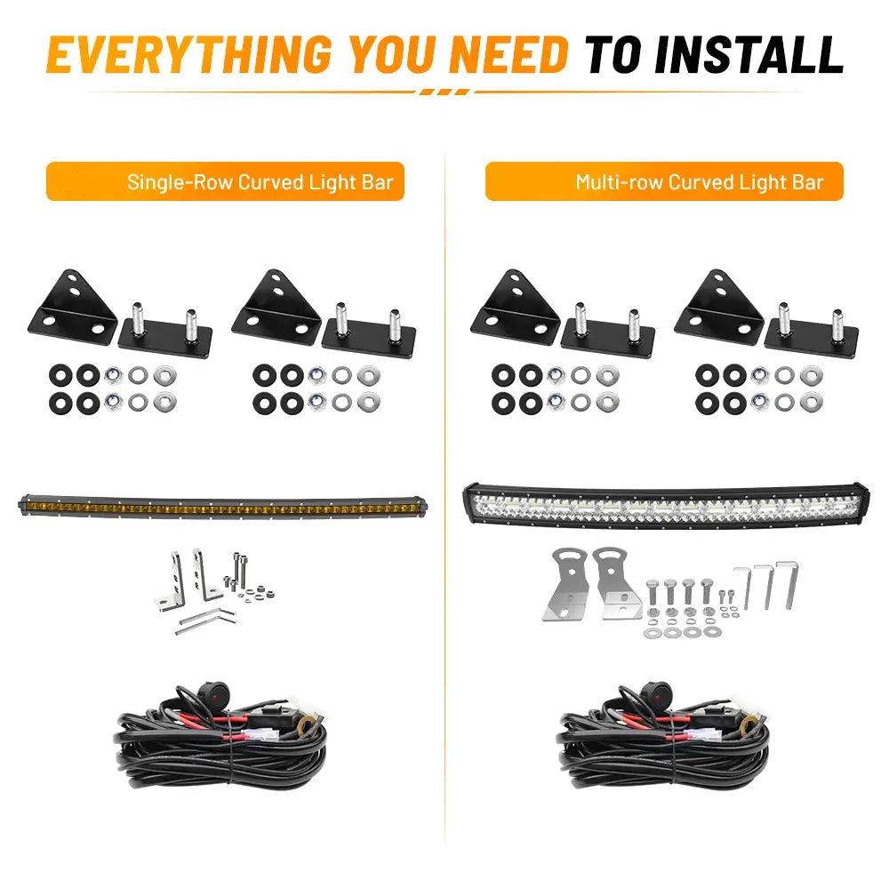 Grille-Mounted Curved LED Light Bar Kit for Trucks & SUVs