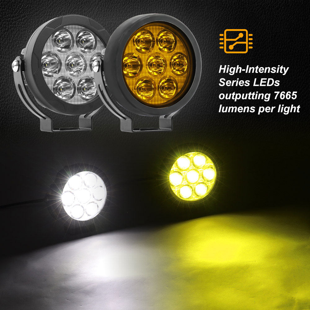 COLIGHT 4.5inch D07 Series Round Motorcycle Lights With Waterproof Wire Harness Beam Pattern