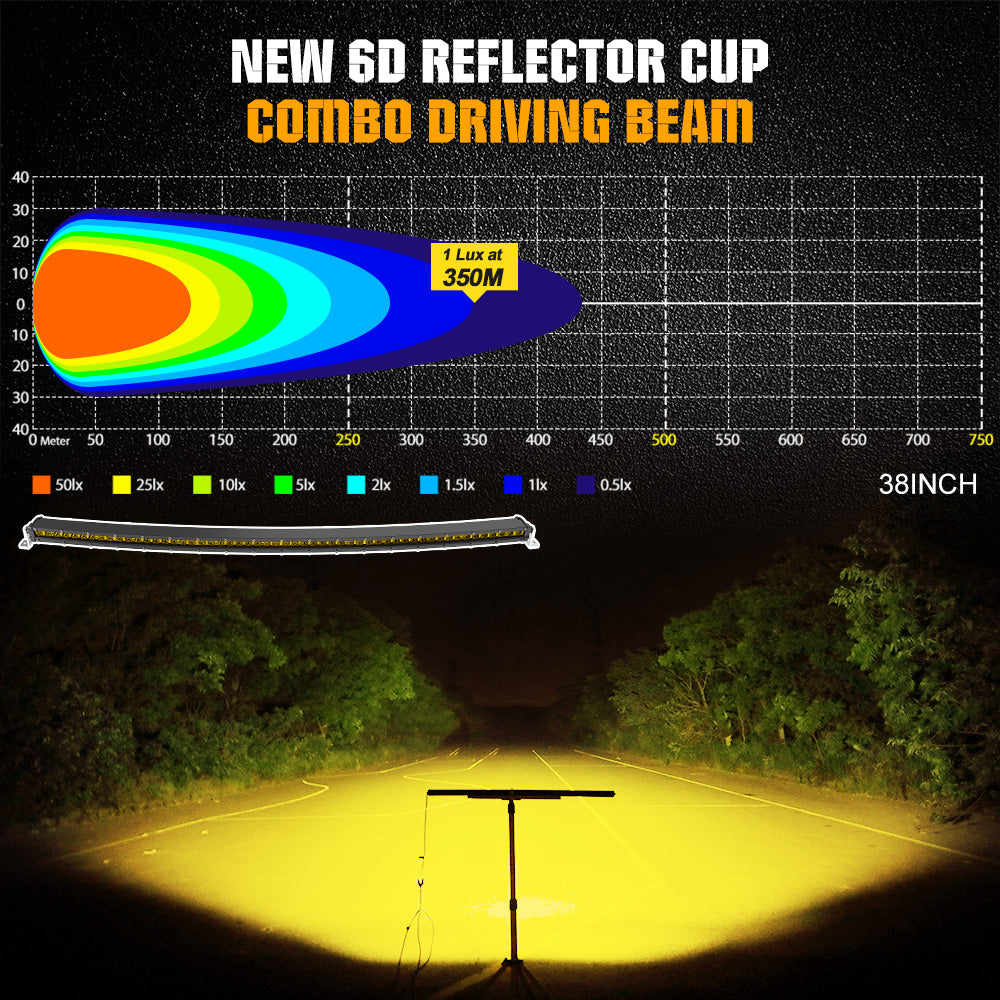 44inch Curved Yellow Beam G10 Series 126W Slim Single Row Light Bar