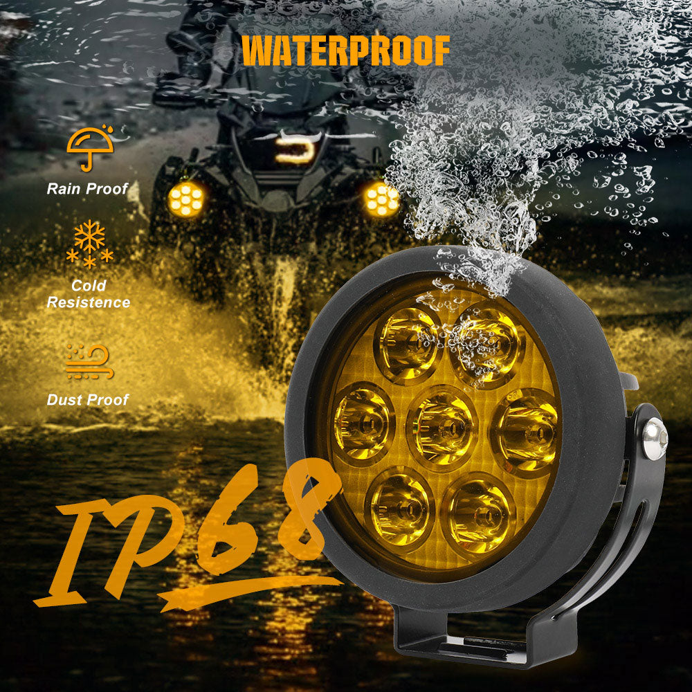 IP68 Rate of COLIGHT 4.5inch D07 Series Round Motorcycle Light With Yellow Cover