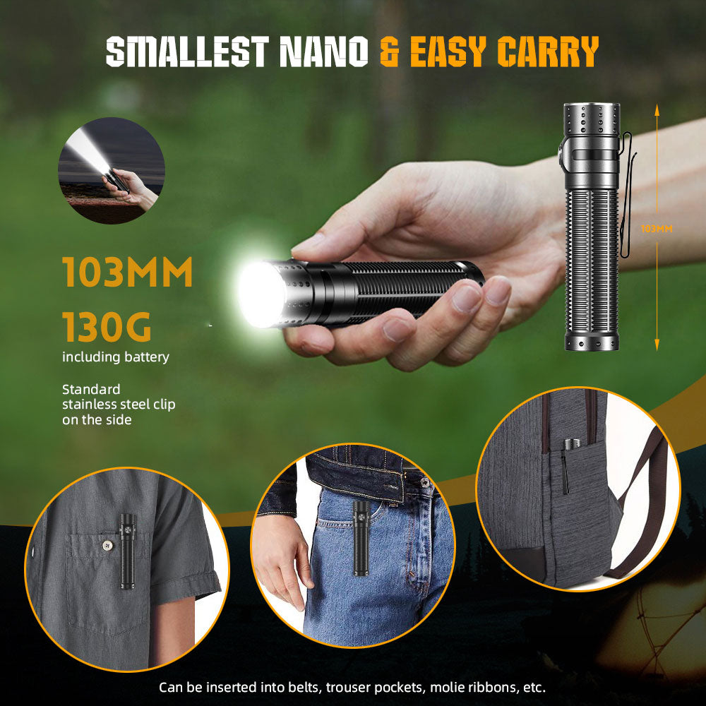 4inch HP Series 10W Wide Laser Beam Pocketable LEP Flashlight