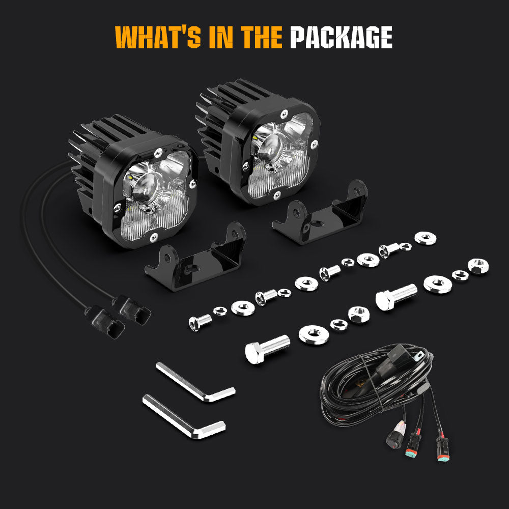 3inch LA5 Series White Combo Beam Led Light Pods (Set/2pcs)