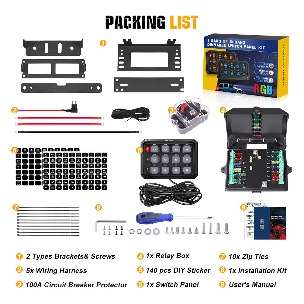 New 12 Gang RGB Switch Panel System With ACC Wire and App Control
