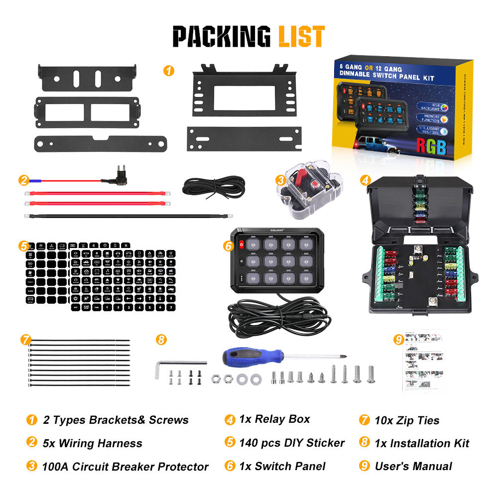 New 12 Gang RGB Switch Panel System With ACC Wire