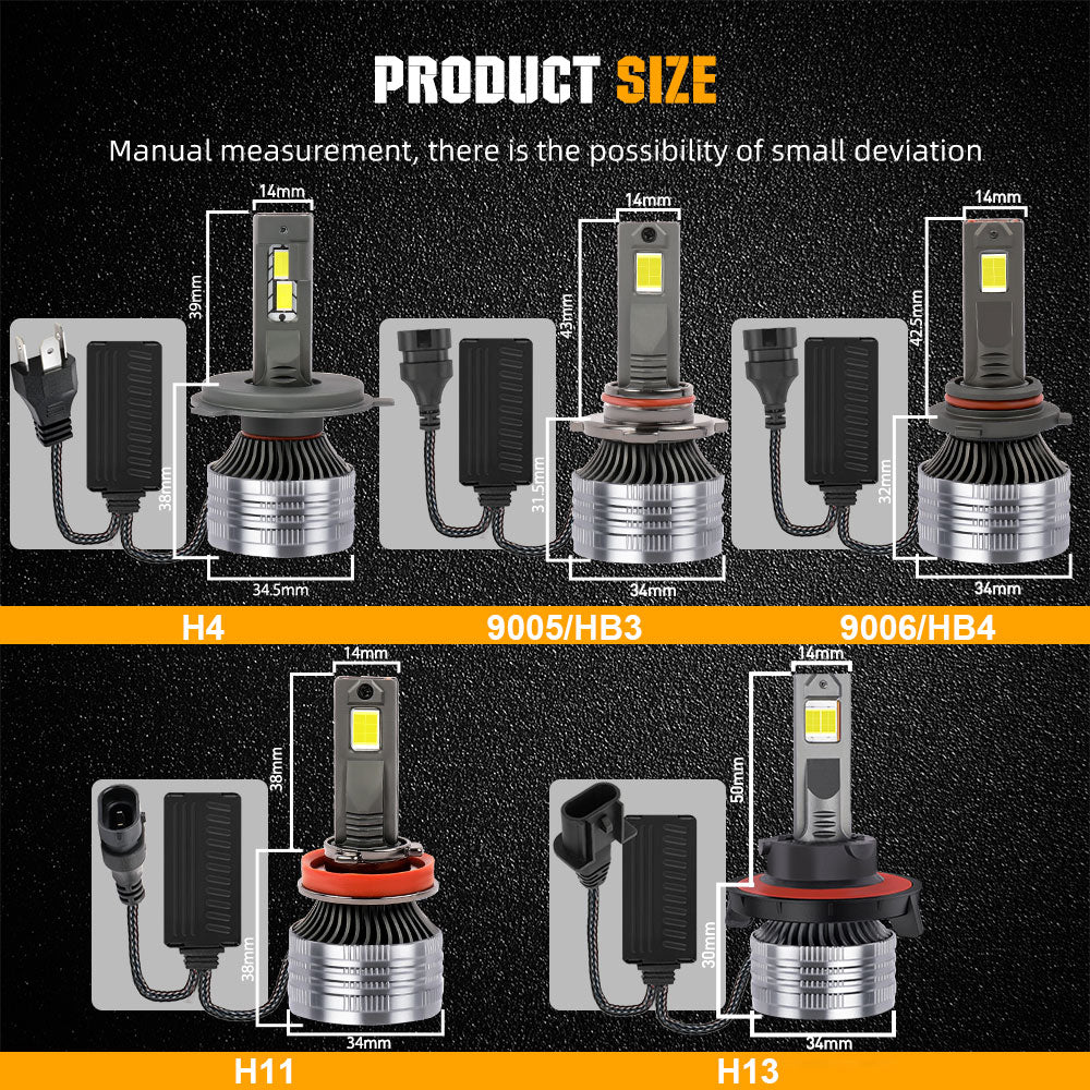 K18 Series H4/H13/9006/H11 Bulb- 160W/10000LM, 6000K(Set/2pcs)