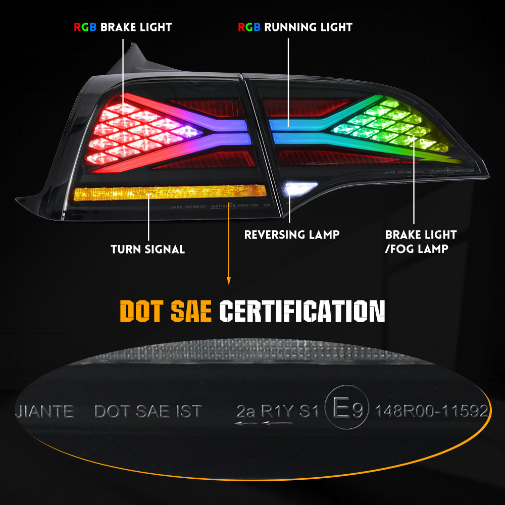 RGB Tail Lights With Brake & Running Light For Tesla Model 3/Y