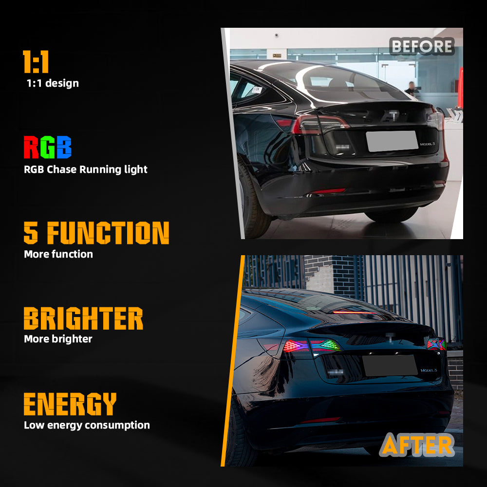 RGB Tail Lights With Brake & Running Light For Tesla Model 3/Y