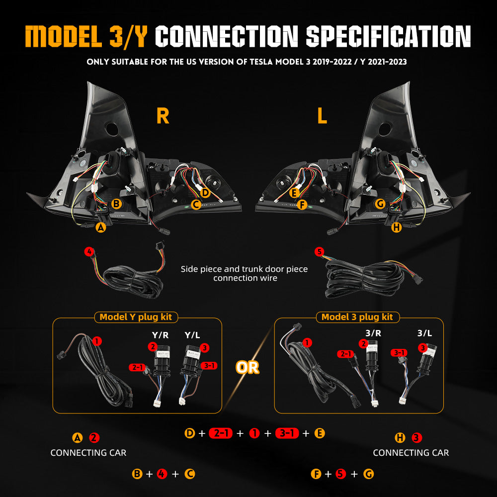 RGB Tail Lights With Brake & Running Light For Tesla Model 3/Y