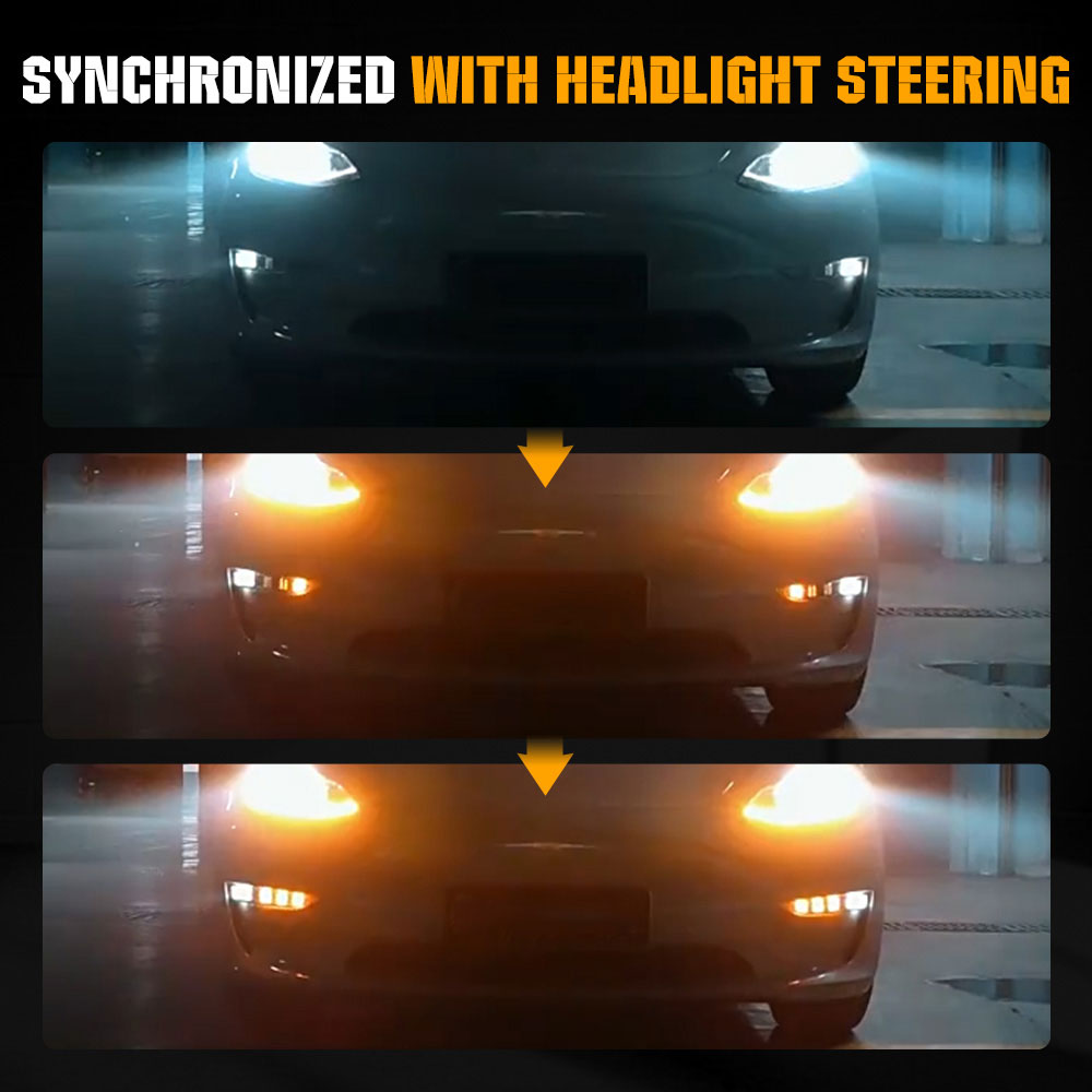 Replacement Led Projector Fog Light With Turn DRL for 2019-2023 Tesla Model 3 / Y