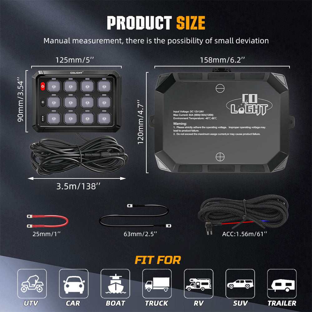 New 12 Gang RGB Switch Panel System With ACC Wire and App Control