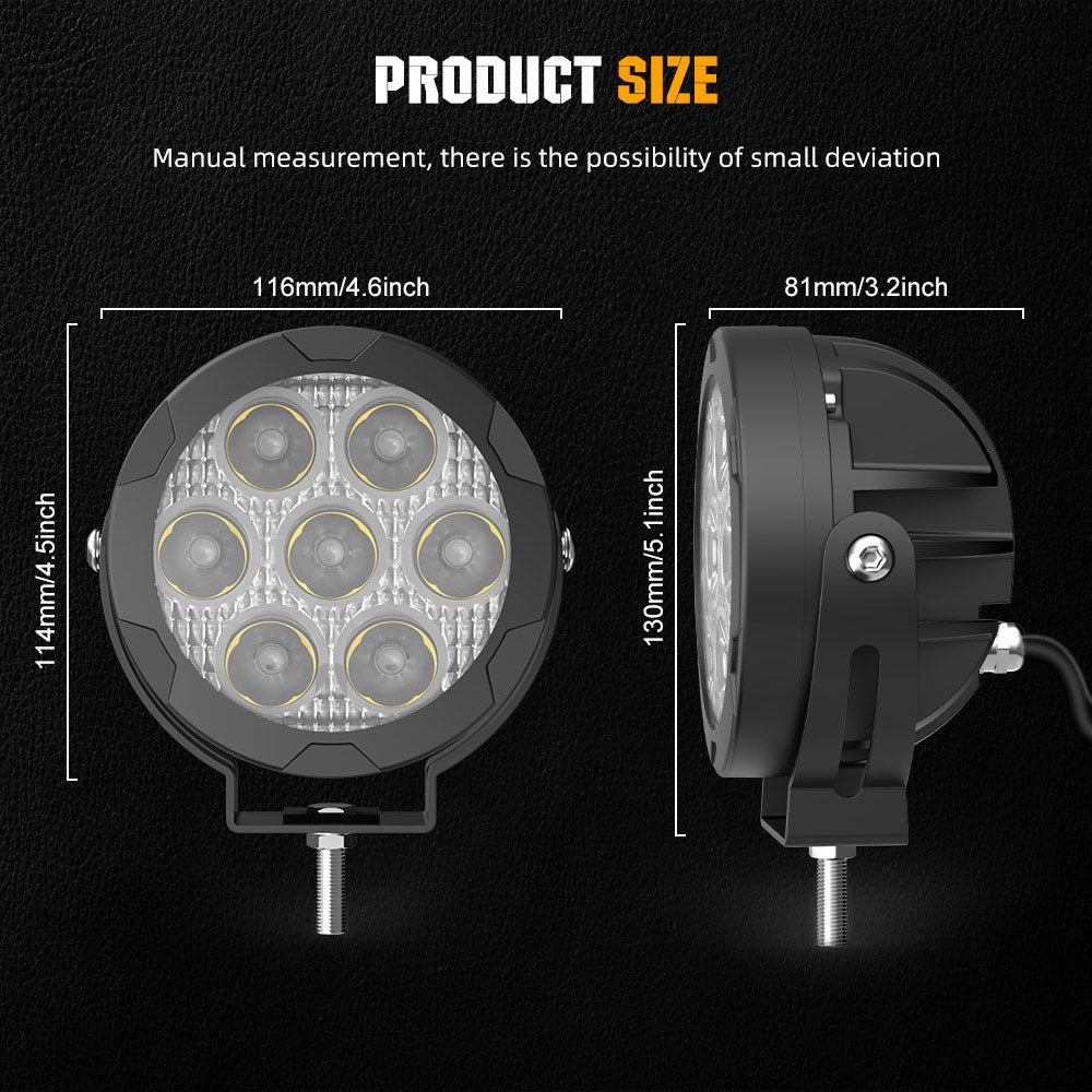 Size Details of COLIGHT 4.5inch D7 Series White Beam Round Motorcycle Light