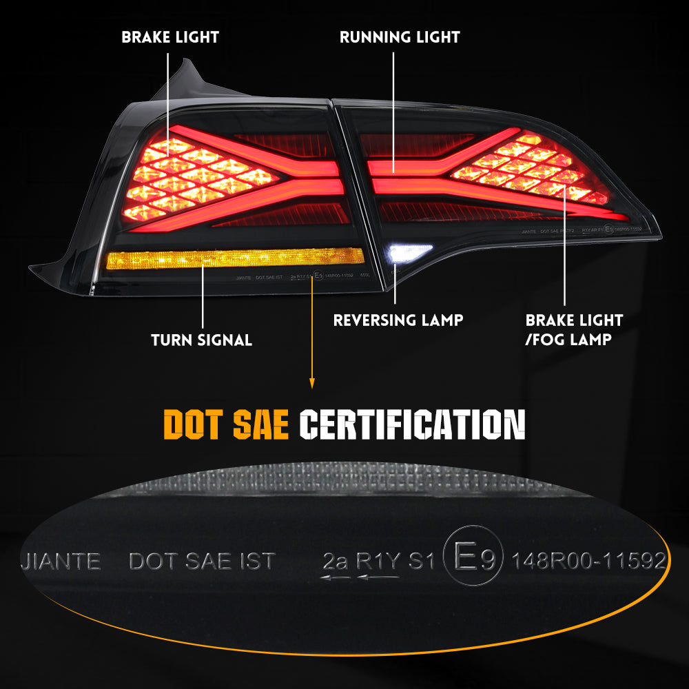 Smoked Tail Lights With Brake & Reverse Light For Tesla Model 3/Y