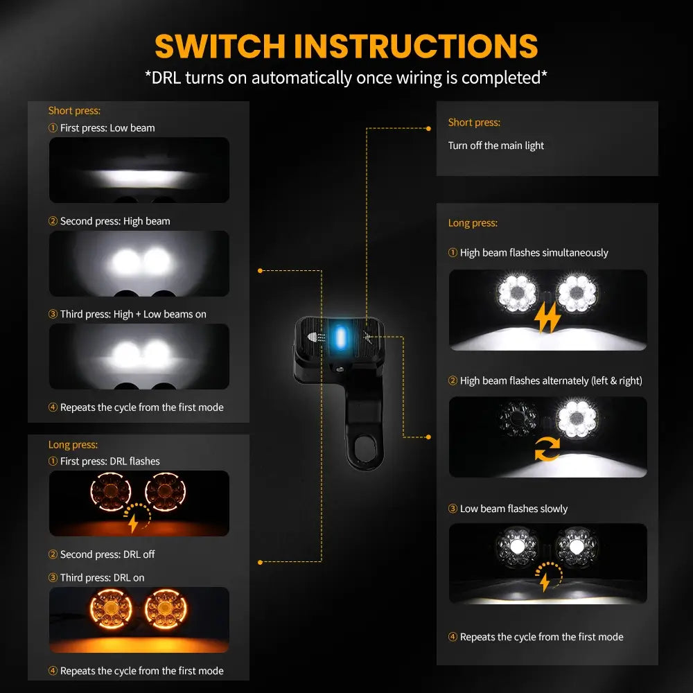 5inch Atlas light switch with instructions on how to operate it.