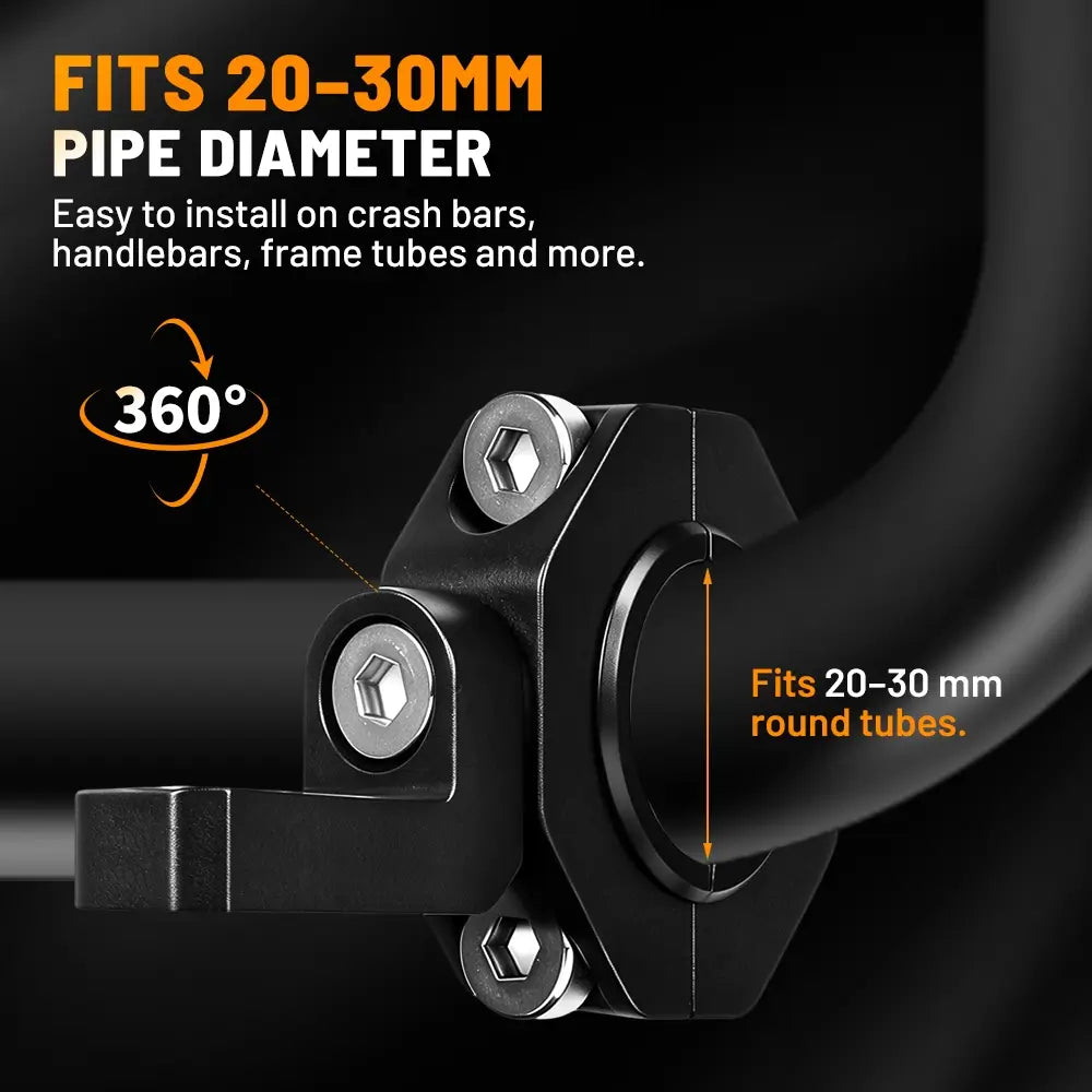 Universal 360° Motorcycle Light Mount Bracket For 20–30mm Tube