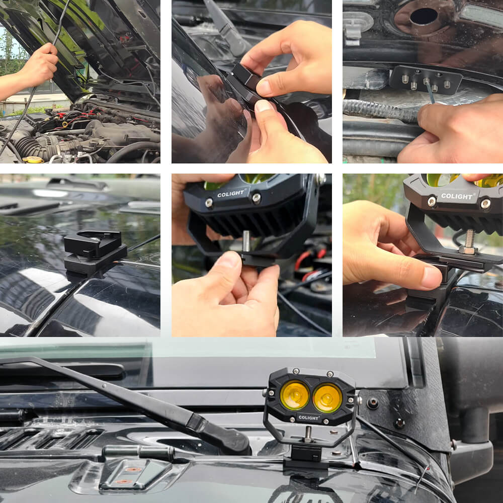 Universal Hood Ditch Light Mounting Brackets Installation Steps