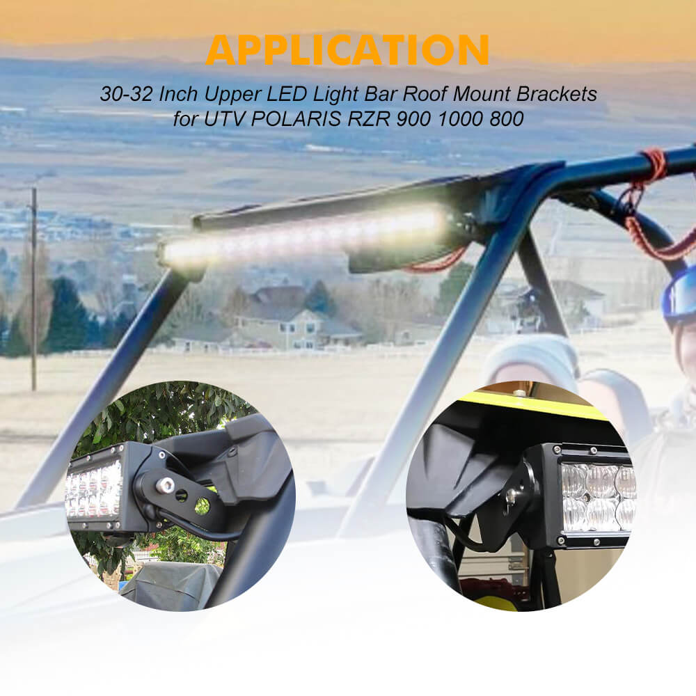 Supports de montage de barre lumineuse LED supérieure pour toit pour Polaris RZR 900 1000 800