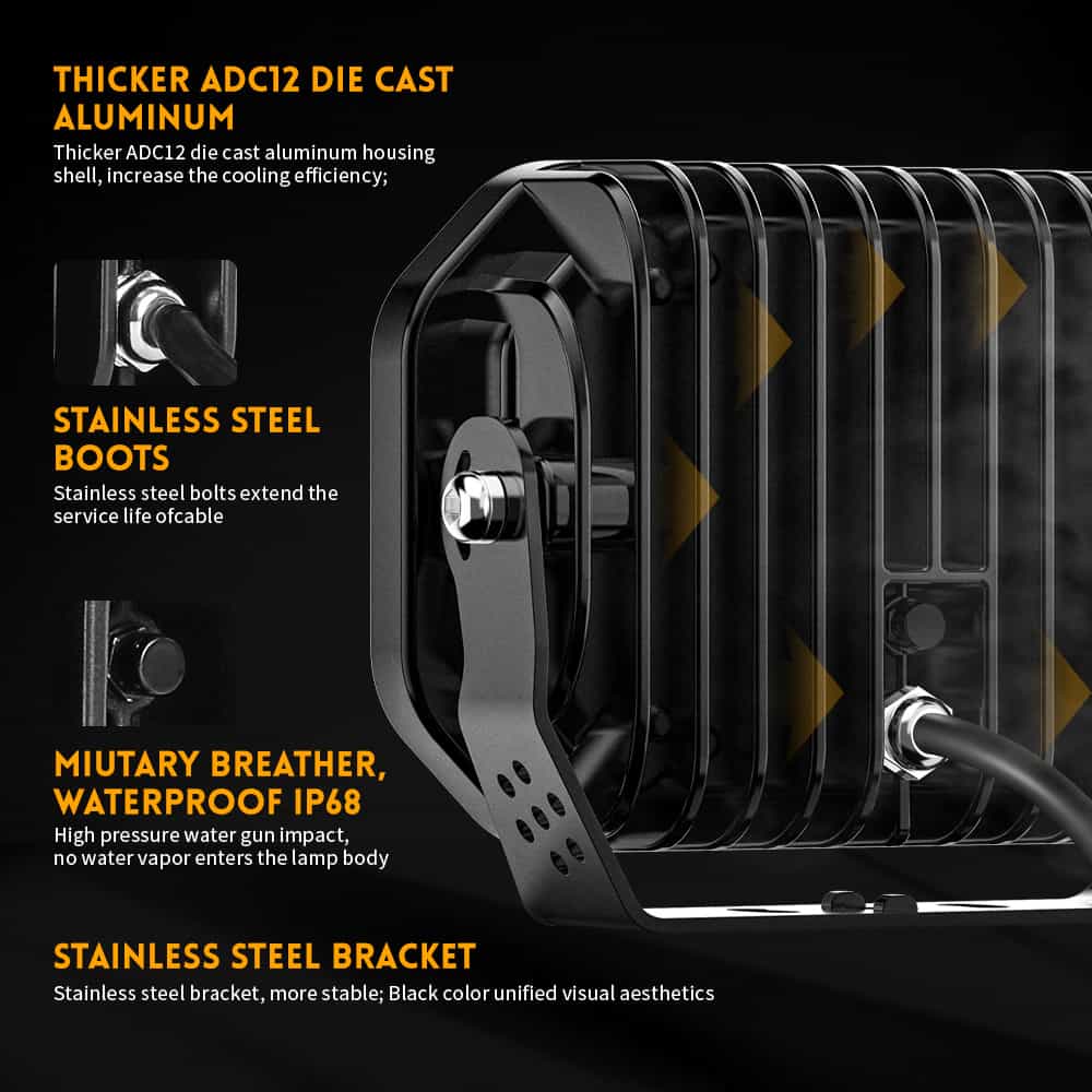 5x7inch Vortex Series LED Projector Driving Light with Dual-Color DRL