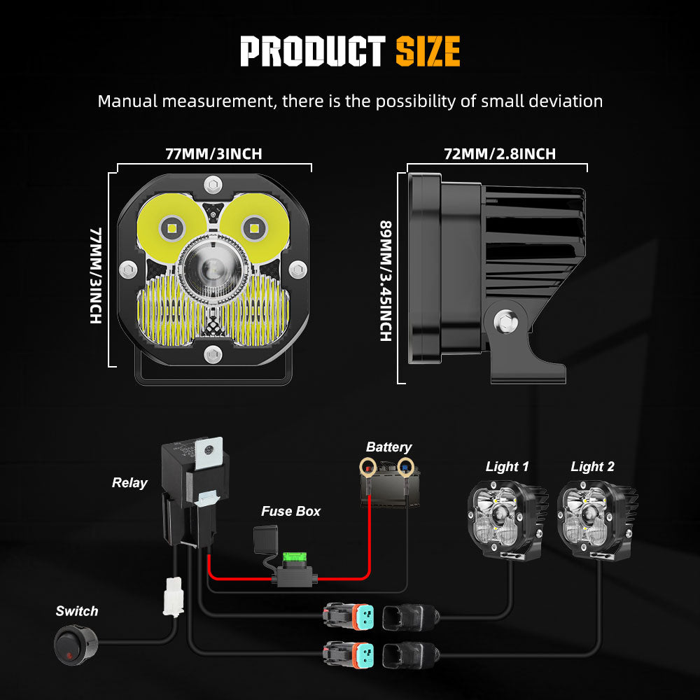 3inch LA5 Series White Combo Beam Led Light Pods (Set/2pcs)