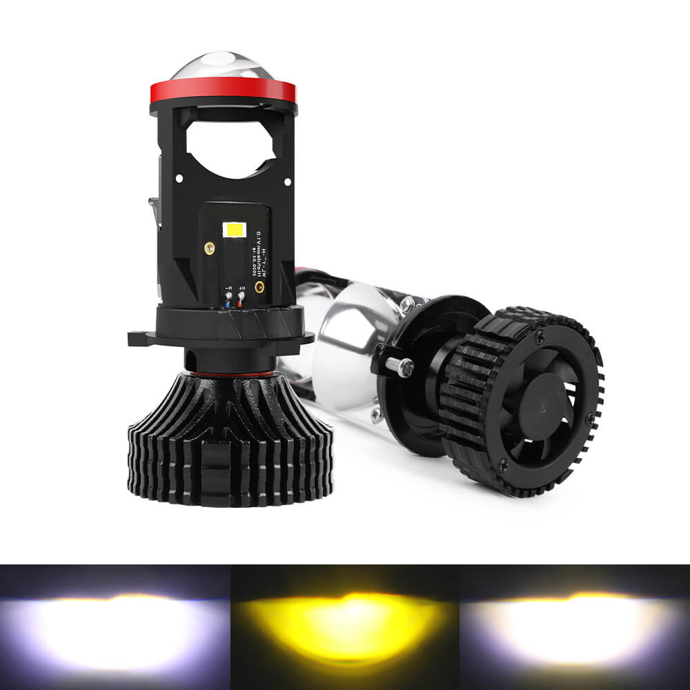 Y7S Tri-color Mini Lense H4 Bulbs For Reflector Headlight