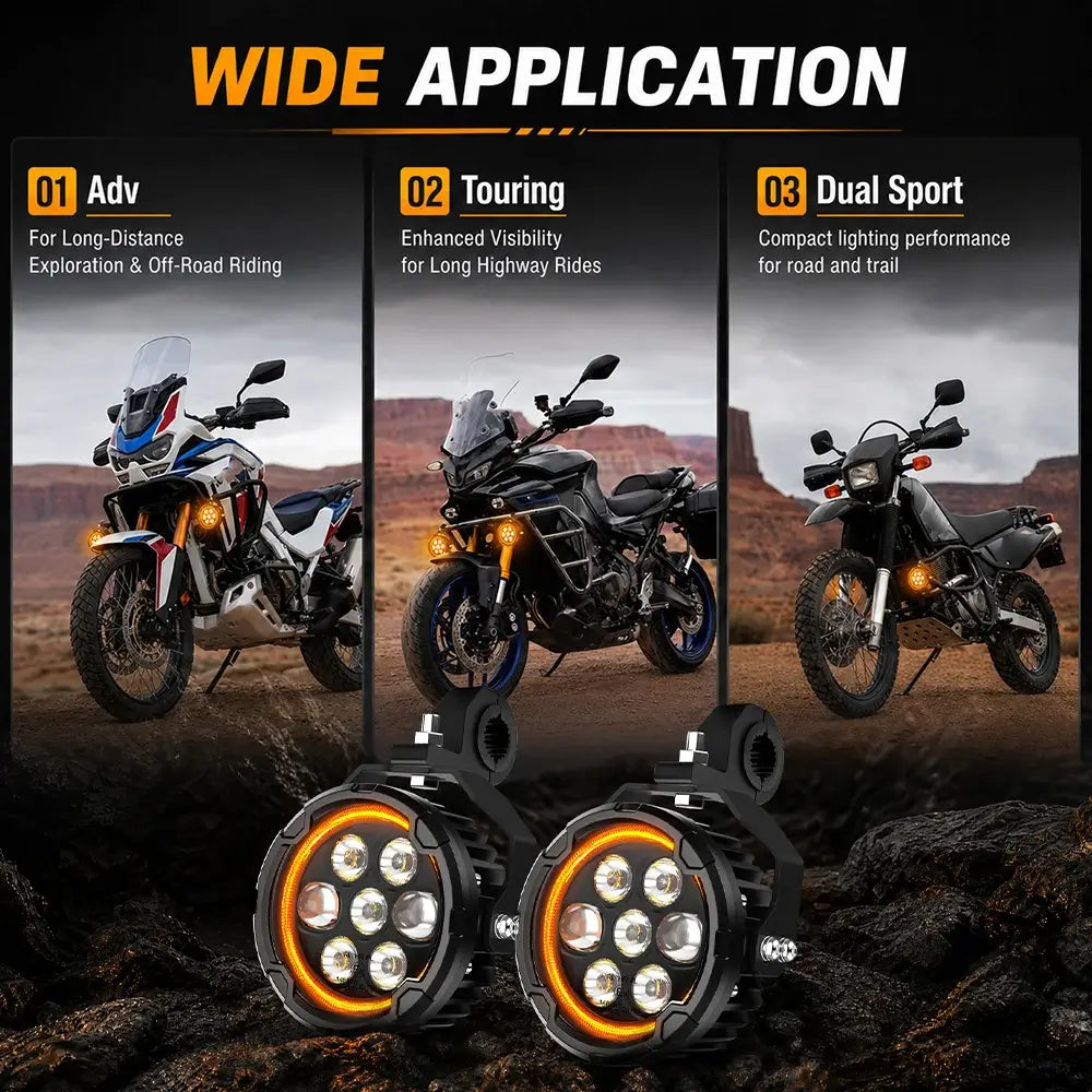 COLIGHT Apex Series 4.5inch Dual Beam Auxiliary Motorcycle Lights with Dynamic White Halo & Amber DRL