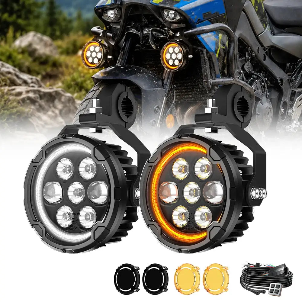 COLIGHT Apex Series 4.5inch Dual Beam Auxiliary Motorcycle Lights with Dynamic White Halo & Amber DRL