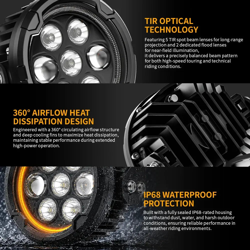 COLIGHT Apex Series 4.5inch Dual Beam Auxiliary Motorcycle Lights with Dynamic White Halo & Amber DRL