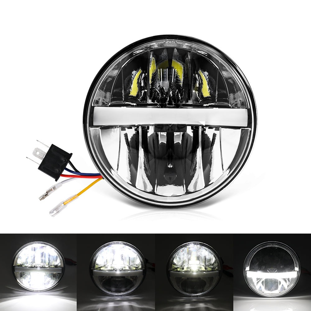 5.75 Inch Round Headlight With White Daytime Light